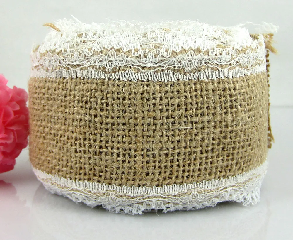 Лента из натуральной джутовой мешковины 5 ярдов белая кружевная лента для