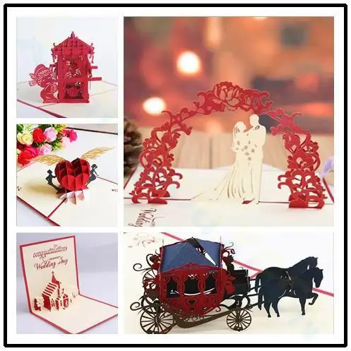 3D Красная роза Арка романтические приглашения на День святого Валентина