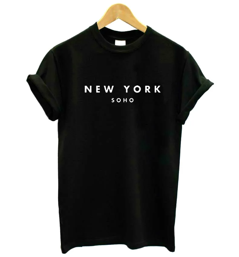Женские футболки с надписью New York Soho хлопковая Повседневная забавная футболка