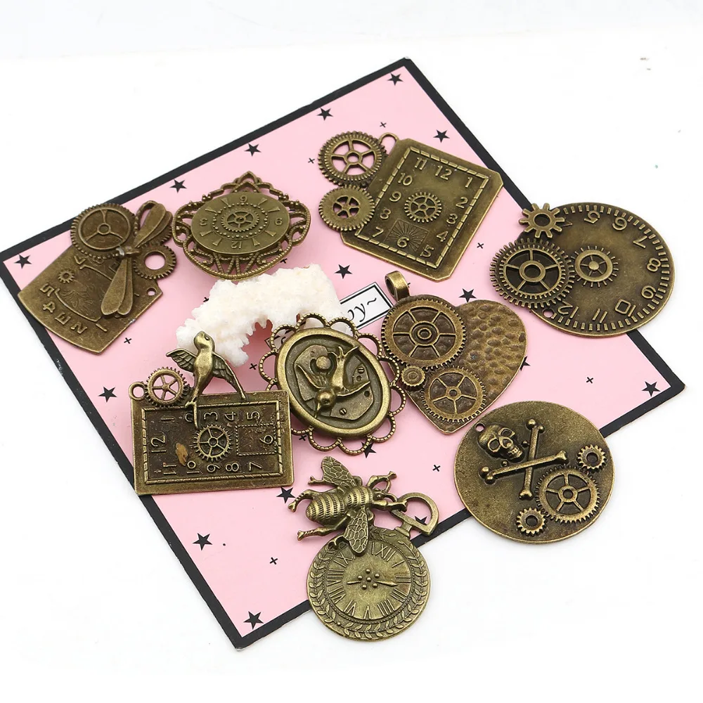 DoreenBeads модные подвески из сплава цинка смешанные старинные бронзовые часы DIY