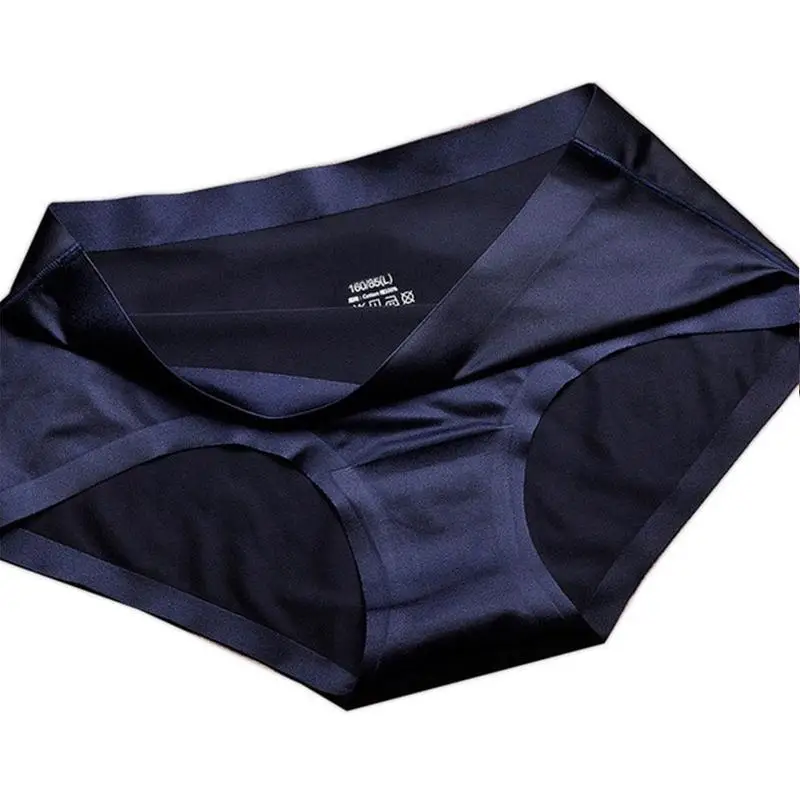 navy blue BTLIGE бесшовное женское сексуальное розовое белье нижнее белье хлопок промежность трусы атласные трусики шелковые атласные трусики с низкой посадкой нижнее белье - Цвет: navy blue