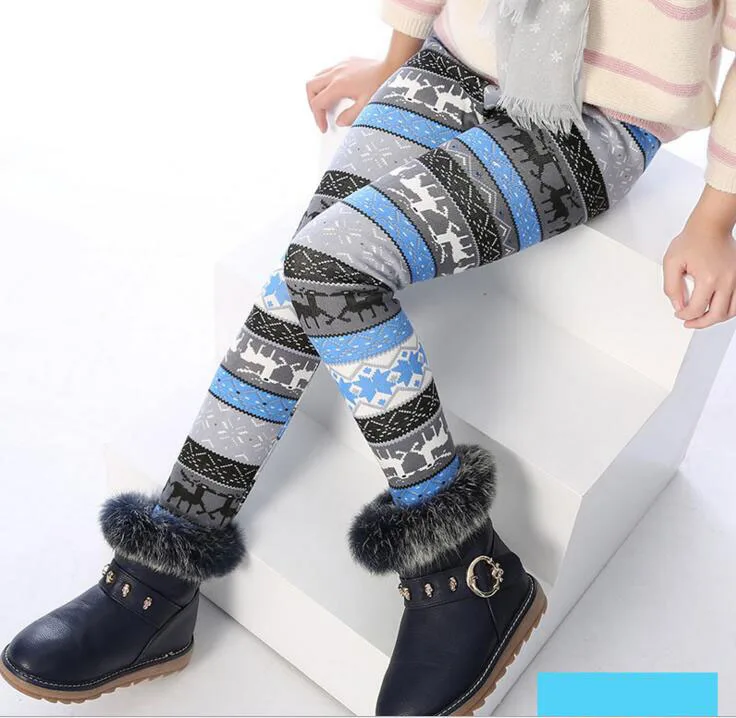 Зимние теплые штаны для девочек VEENIBEAR в рождественском стиле леггинсы с