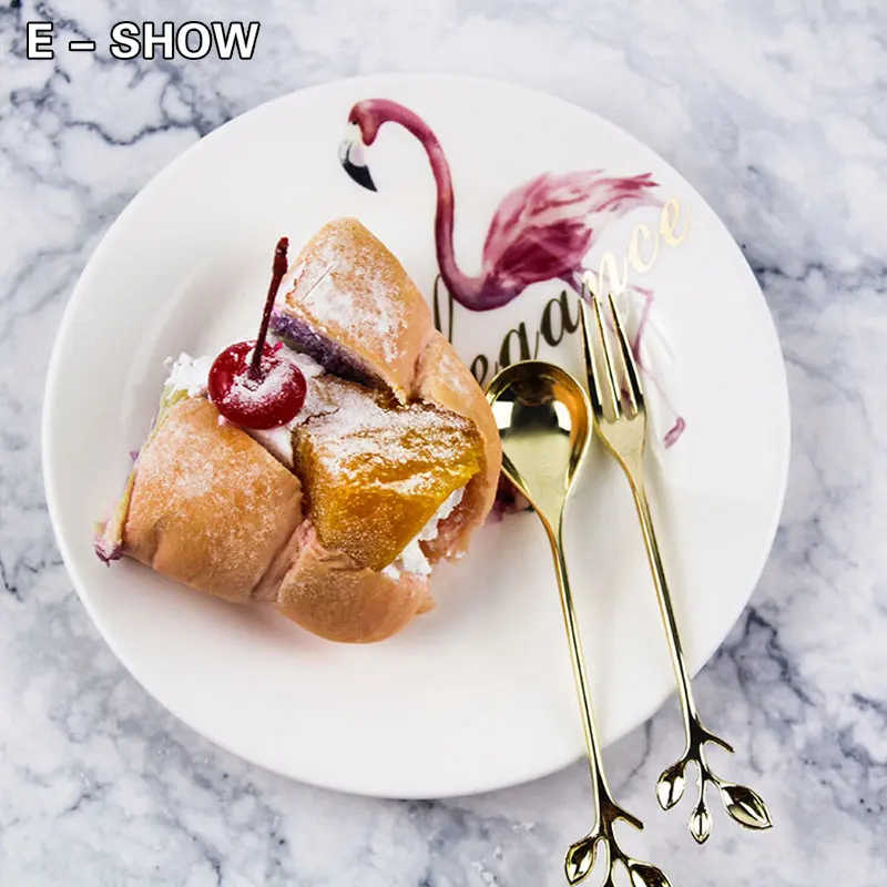 Шикарная вилка с листьями и фруктами золотистого серебряного цвета европейский