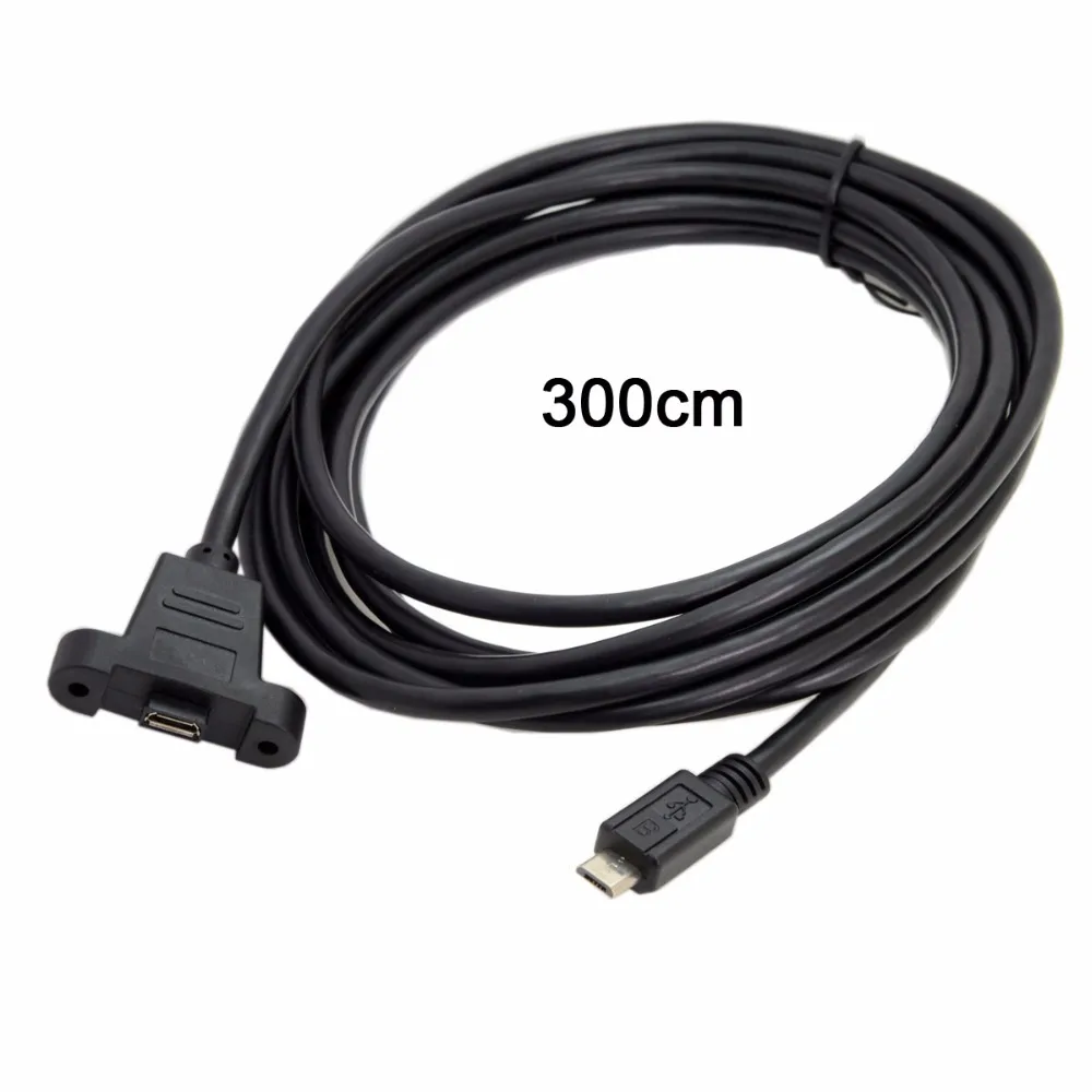 Micro USB 2 0 разъем для Женский Удлинительный кабель 300 см 50 с отверстием крепления на