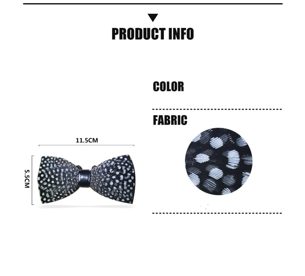 Мужской галстук бабочка ручной работы с волнистыми перьями винтажный