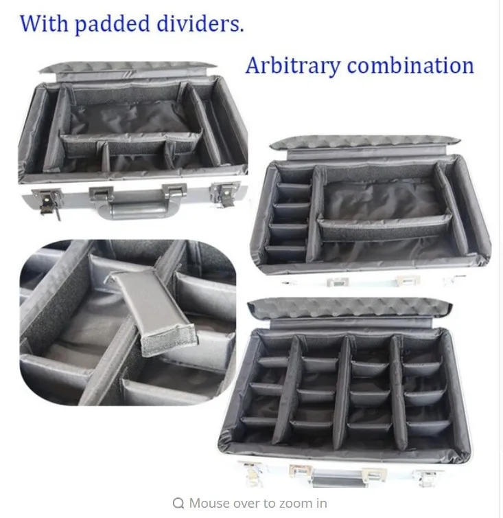 silver with dividers Высокое качество, горячая Распродажа, алюминиевый чехол для инструментов, чехол для инструментов, коробка для файлов, ударопрочный защитный чехол, чехол для камеры с накладкой из пены - Цвет: silver with dividers