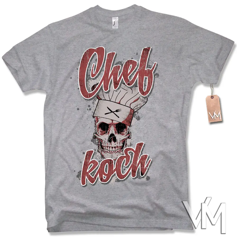 2019 модная футболка с черепом шеф повара череп барбекю приготовления пищи