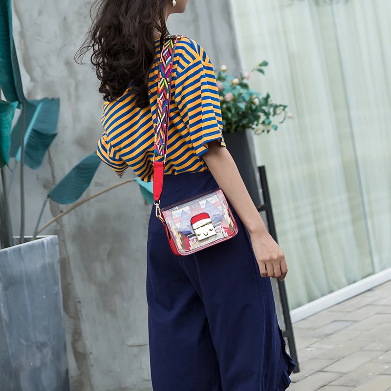 Женские сумки через плечо из ПВХ с широким ремешком 2018 кошельки и прозрачная