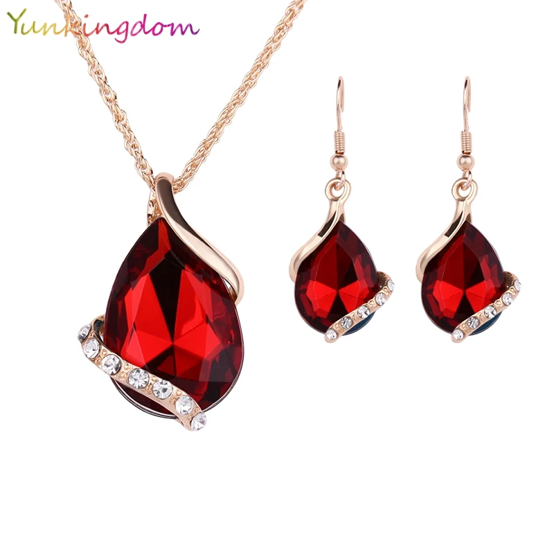 Ювелирный Комплект из колье и серёг с фианитом|big crystal jewelry sets|jewelry sets for womenwedding |