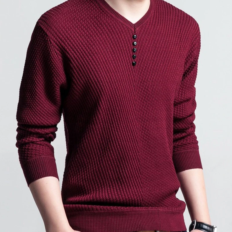 

Autumn Cashmere Wool Sweaters Men Casual Plus Size Long Sleeve Striped Knitted Sweater Men V-Neck Fashion Slim Pullover Men 2XL