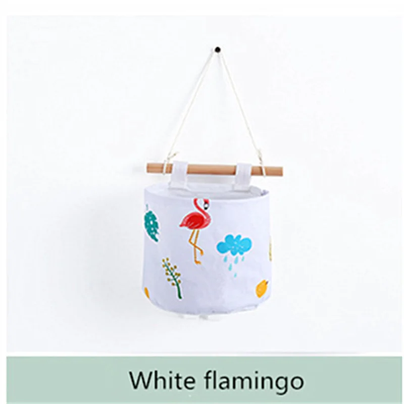 White flamingo 1 шт., подвесная сумка для хранения, хлопковая корзина для детского сада, настенная сумка для детской комнаты, сумка для общежития, органайзер для игрушек, коробка для хранения мелочей - Цвет: White flamingo