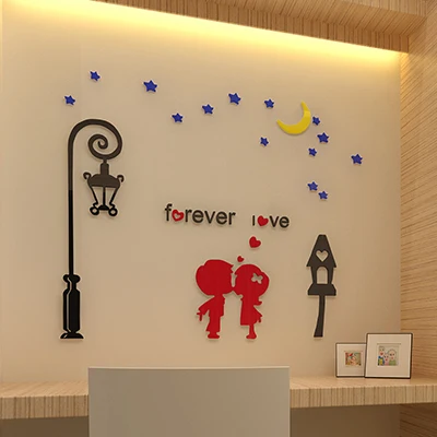 

Lovers street Lamp Acrylic crystal wall stickers TV background wall Love apartment wall stickers Living room DIY art wall decor