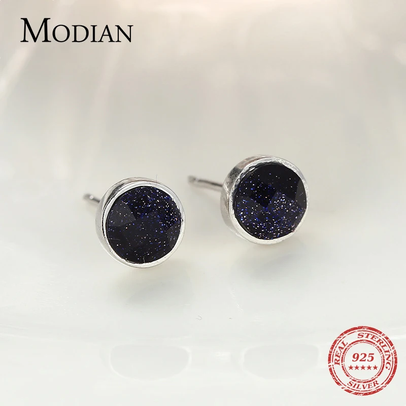 Женские сверкающие серьги-гвоздики Modian из стерлингового серебра 100% пробы с