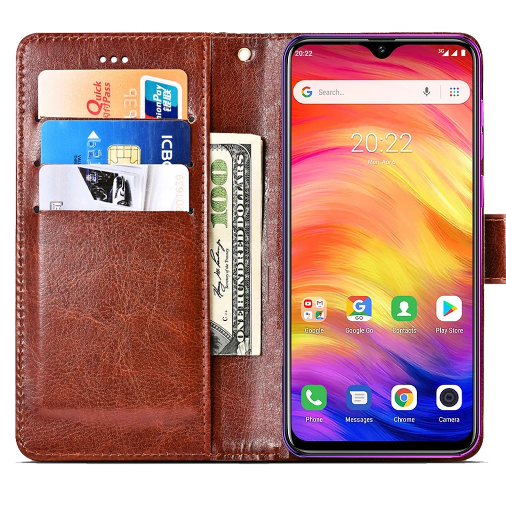 Чехол-книжка Ulefone Note 7 из искусственной кожи с откидной крышкой и подставкой для