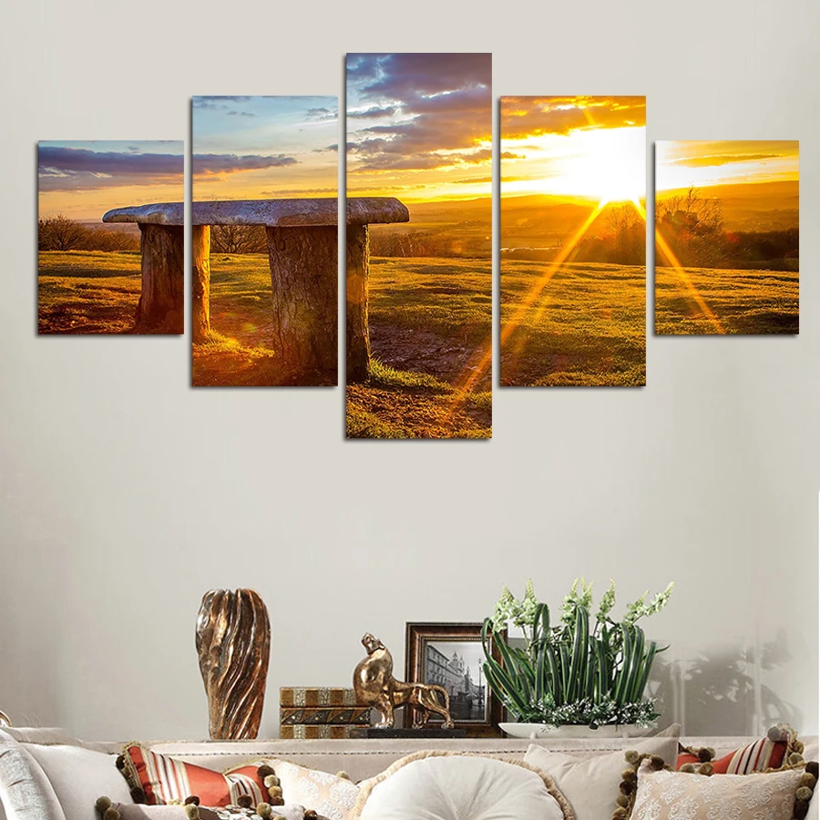 

5 Pieces Modern Landscape Sunshine Scenery Wall Painting Warm Home Decorative Art Paint On Canvas Prints For Home Unframed