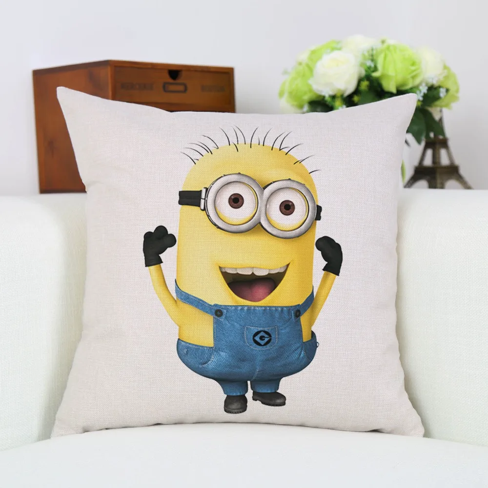 Квадратный декоративный чехол для подушки с изображением миньонов из