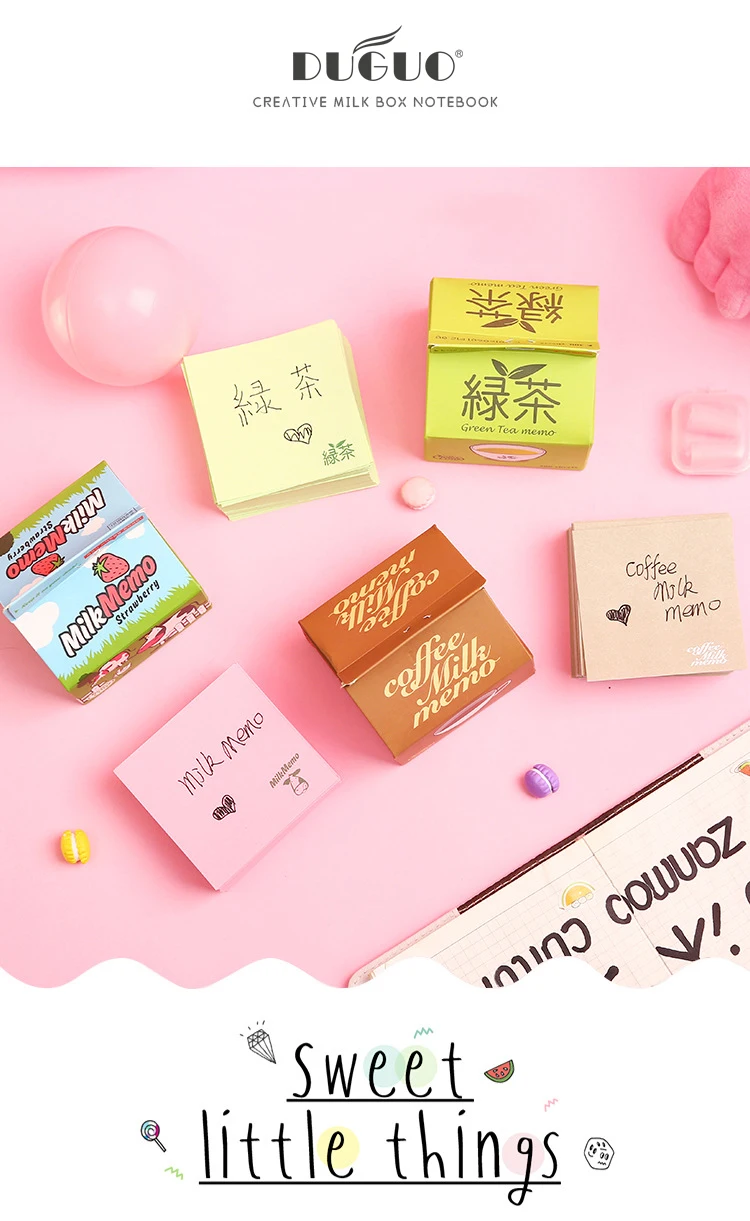 DUGUO милые канцелярские товары, креативные наклейки-планировщики, kawaii, канцелярские принадлежности, молочный кофе, офисное украшение, памятка, отдельные креативные заметки