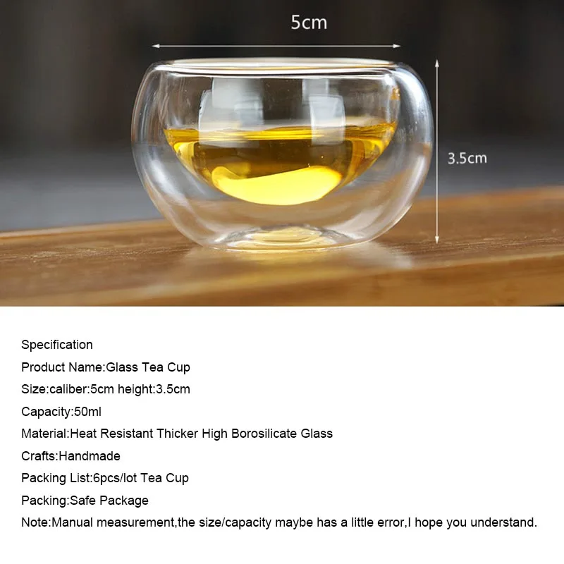 6 шт./лот Китайский кунг фу чайный набор Толстая прозрачная термостойкая чайная