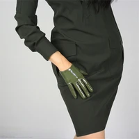 16cm patent leather ultrashort gloves short emulation leather mirror bright leather army green elastic slim hand wild wpu101 16