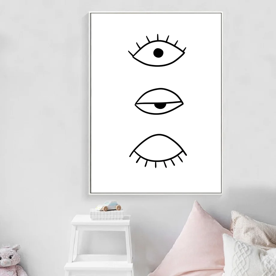 Абстрактный черный и белый глаз холст картина стены искусства печати Северный