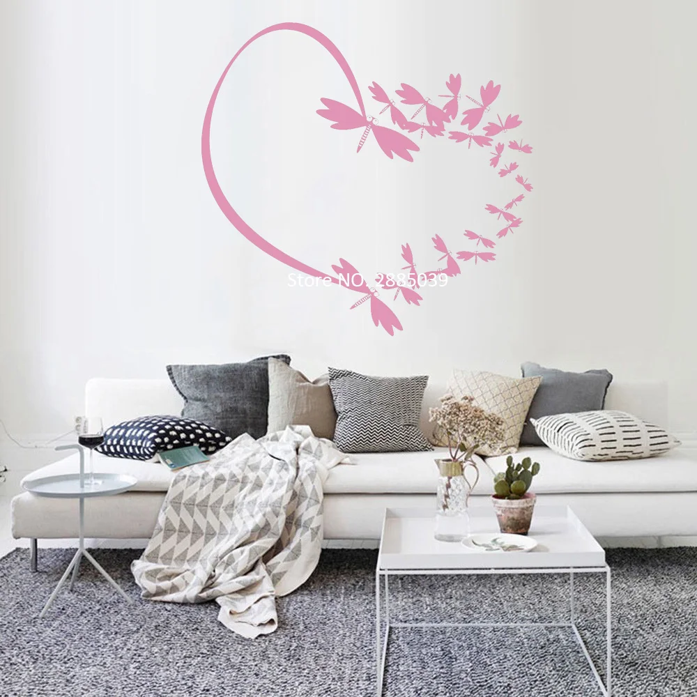 Романтическая бабочка сердце виниловая наклейка на стену Красивая натуральная