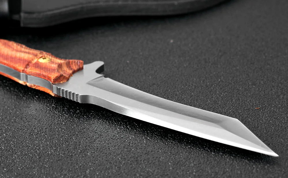 KKWOLF Sawtooth полный Тан охотничий нож с фиксированным лезвием карманные тактические ножи для выживания 440C Стальные инструменты для кемпинга с оболочкой