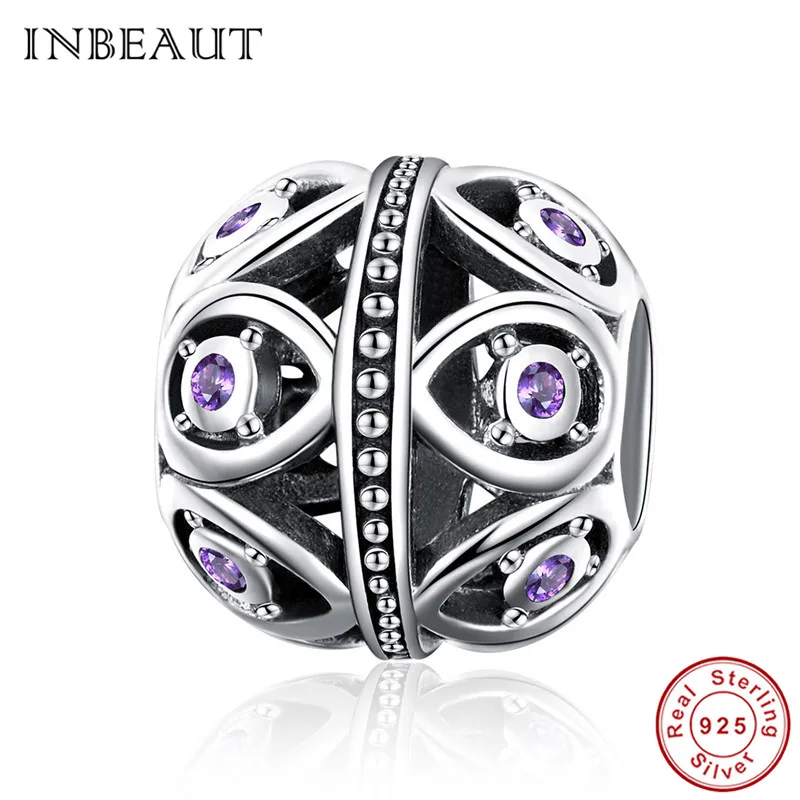 ss1048 INBEAUT 925 пробы Серебряная Классическая безопасная цепочка с ромашками Синий Циркон звезда гитара Роза Шарм Подходит для Пандора Браслет - Окраска металла: ss1048