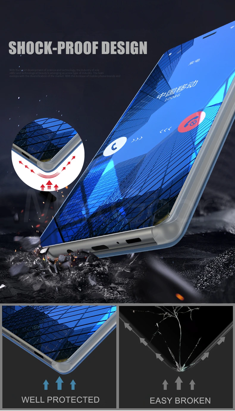 MaxGear роскошный кожаный умные флип-кейсы, зеркальные телефонные чехлы для Samsung Galaxy S6 S7 край S8 S9 Plus прозрачный чехол-подставка с окошками чехол