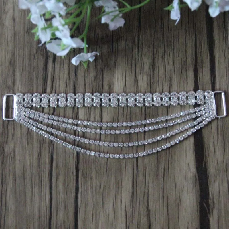 Silver Free Shipping 20pcs/lot 7'' Rhinestone Connector Shoe Buckle Apparel Buckle Bikini Connector Headband Connector LSRC62201 - Цвет: Silver