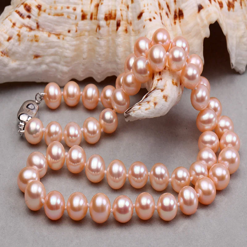 JYX Classic Round Natural Freshwater Cultured Pearl Necklace 18&quot(pink black) AAA | Украшения и аксессуары