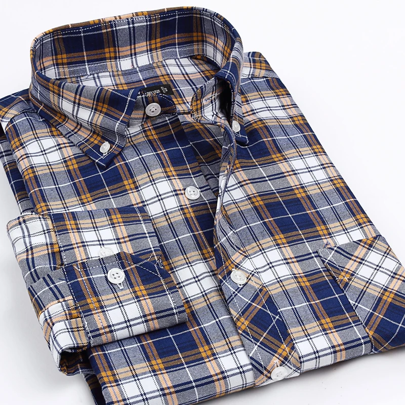 Для мужчин S Классический Стиль модные Костюмы Оксфорд Сорочки выходные для Non-Iron