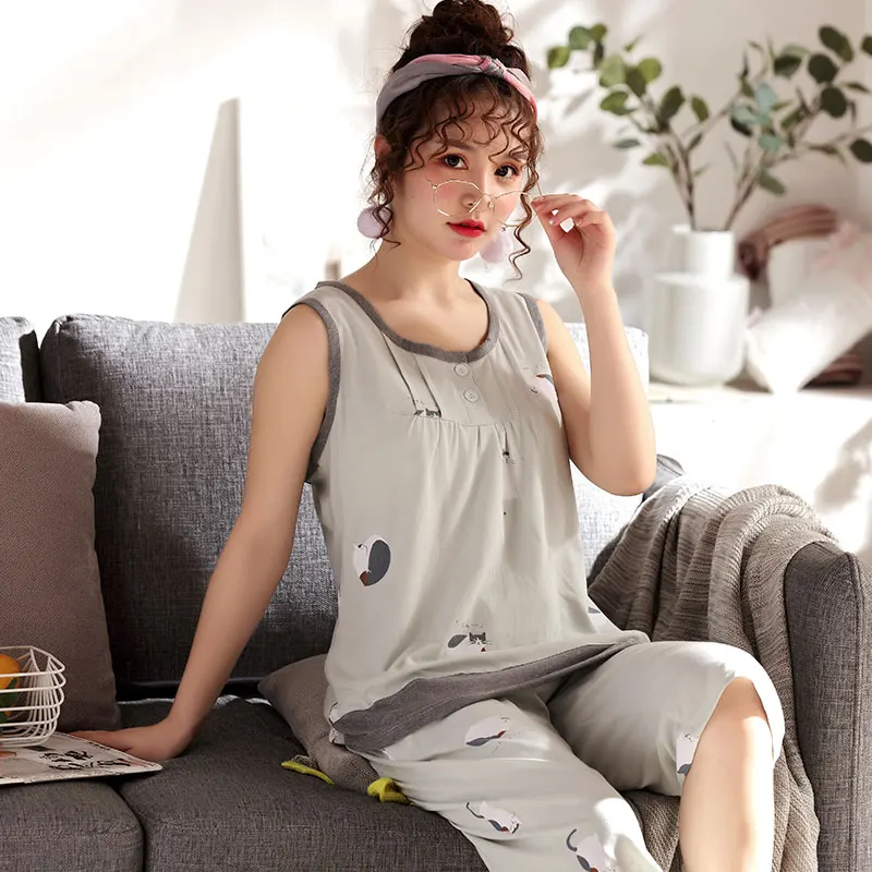 Жилет пижамы сезон: весна лето с круглым вырезом 100% хлопковые для женщин без