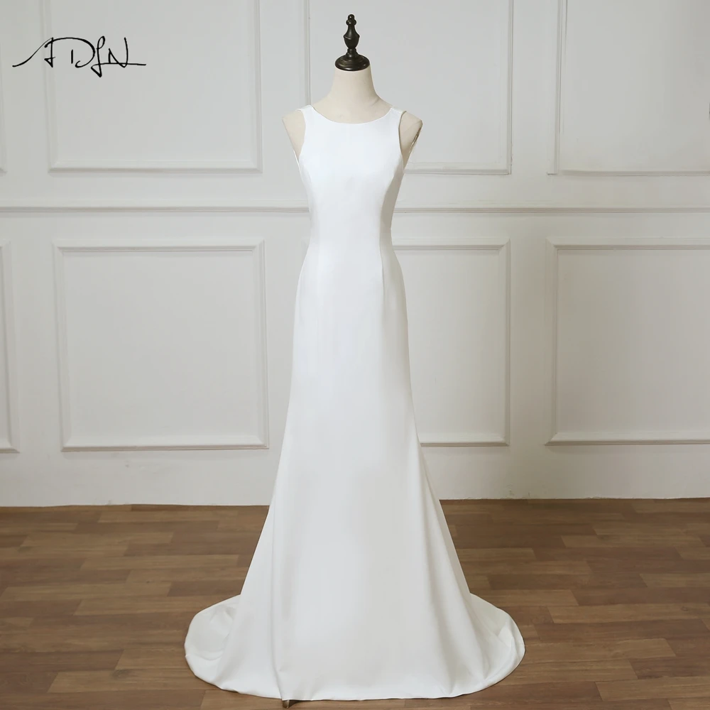 ADLN простой круглый вырез без рукавов Русалка свадебное платье Vestido de Novia