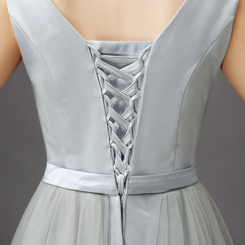 JLZXSY Новое Элегантное серебристо-серое свадебное Длинное Макси платье подружки