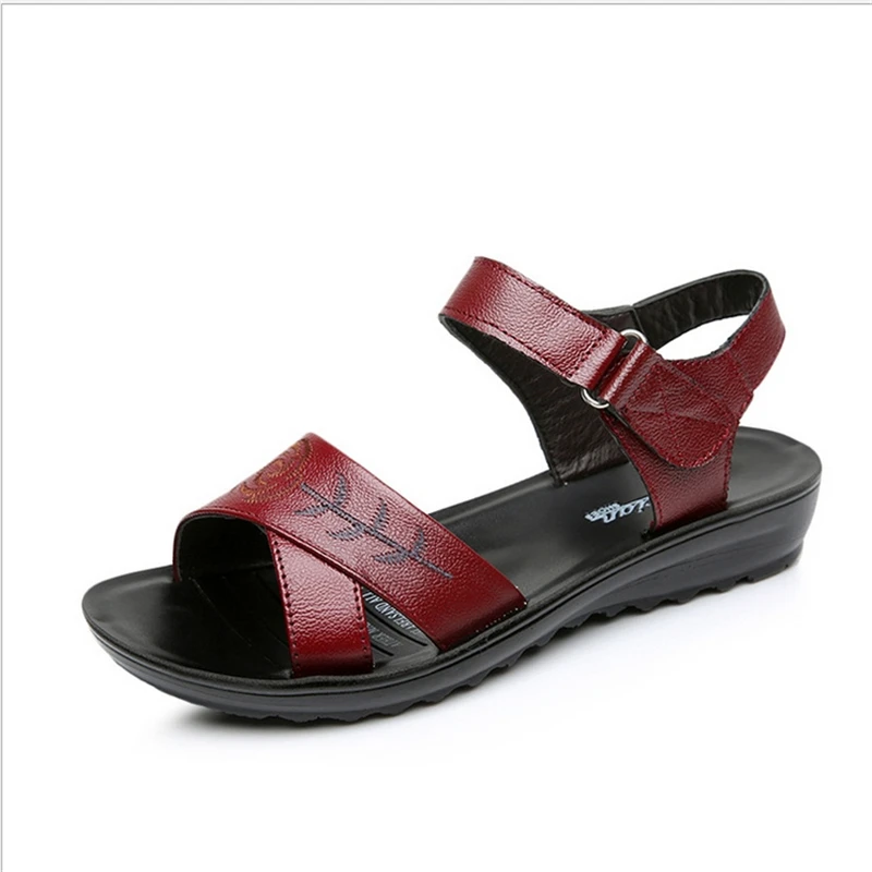 Сандалии женские из натуральной кожи босоножки на плоской подошве Повседневная