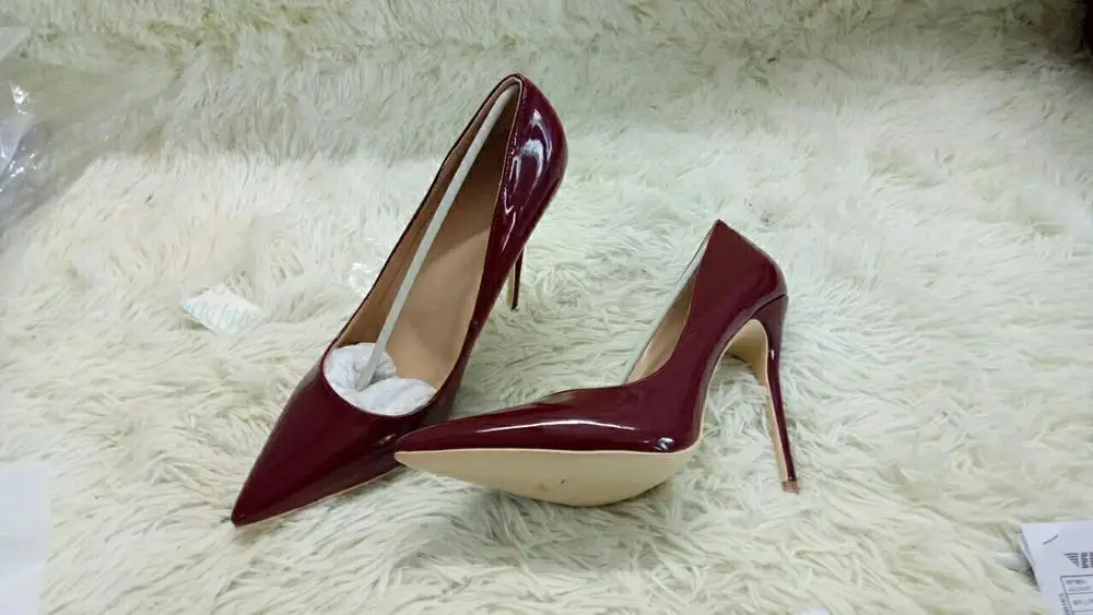 style 9 12cm heel Женские туфли-лодочки на каблуке 12 см; туфли на высоком каблуке; женские офисные туфли из лакированной кожи на шпильке с острым носком; женские свадебные вечерние туфли на высоком каблуке - Цвет: style 9 12cm heel