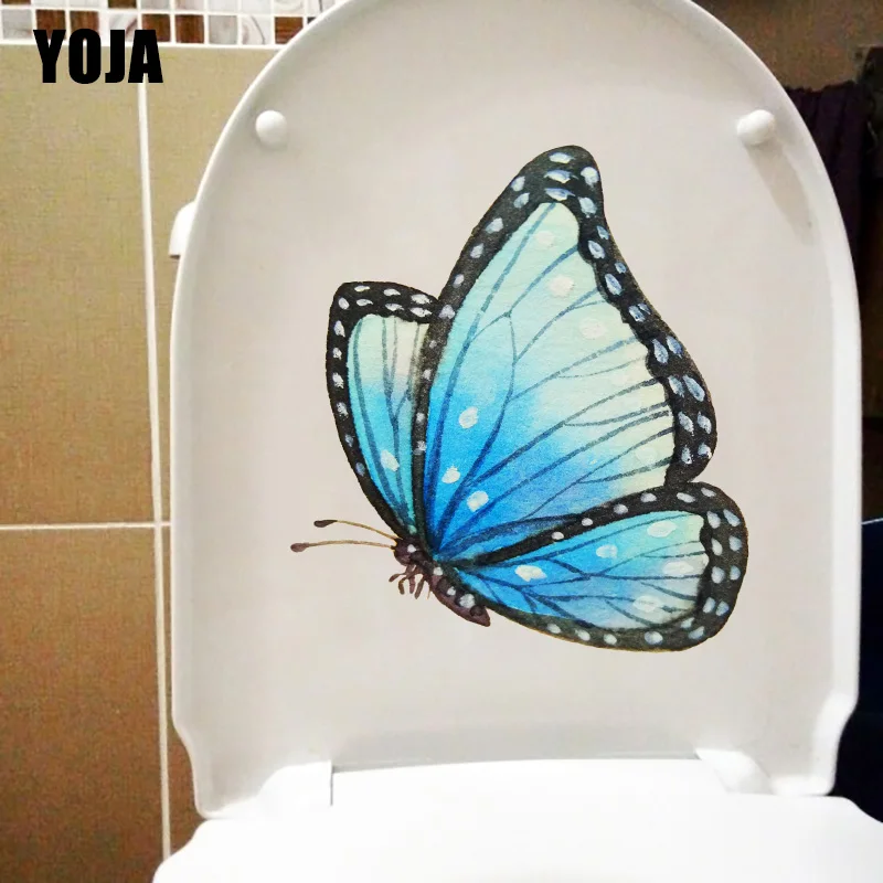 YOJA 19.4X21.5CM ручная роспись черный край бабочка Туалет наклейки на сиденья