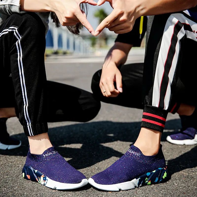 MWY/модные парные камуфляжные носки; Повседневная обувь; Schoenen Vrouw; тканевые кроссовки; Женская дышащая мягкая Вулканизированная обувь - Цвет: Синий