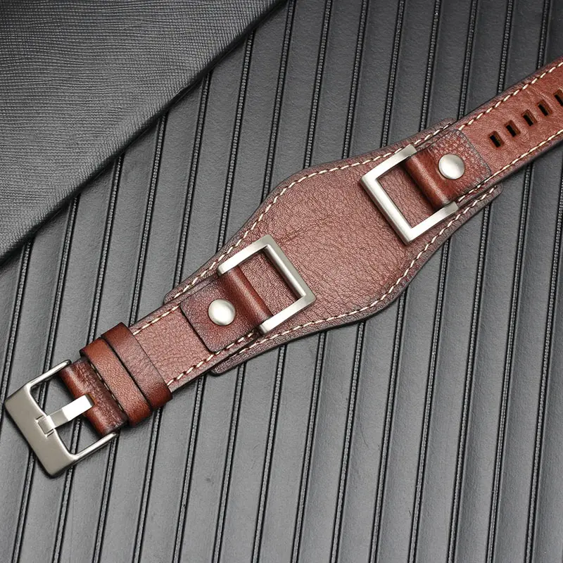 Fossil JR1157 ремешок для часов из натуральной кожи 24 мм мужской ремешок Высокое качество кожаный браслет в стиле ретро стиль - Цвет ремешка: brown-silver buckle
