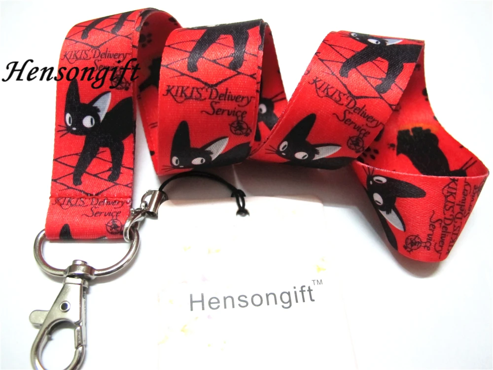 Hensongift черный значок с изображением кота ремешок для ключей держатель