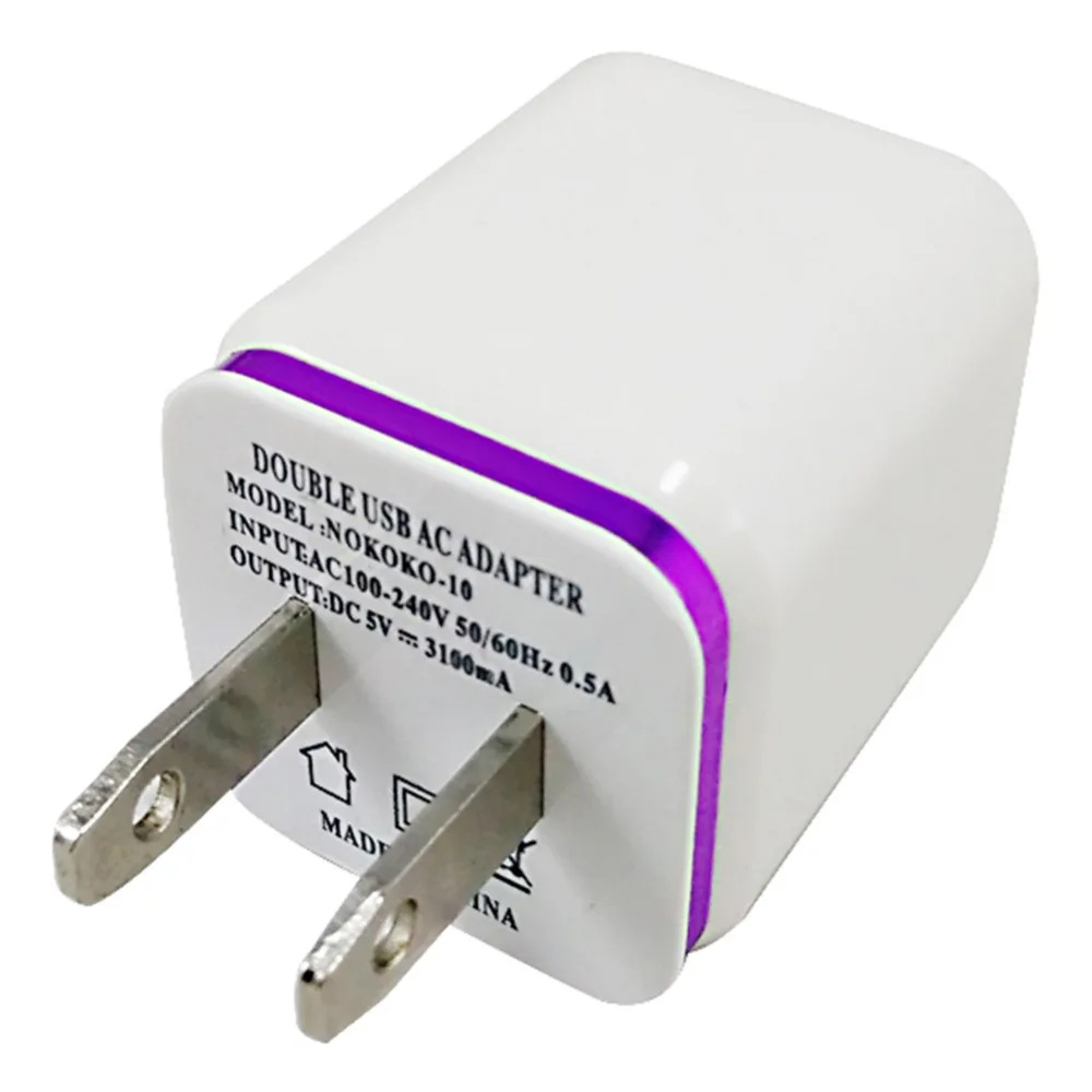 Штепсельная вилка США 2 порта USB зарядное устройство для мобильного телефона