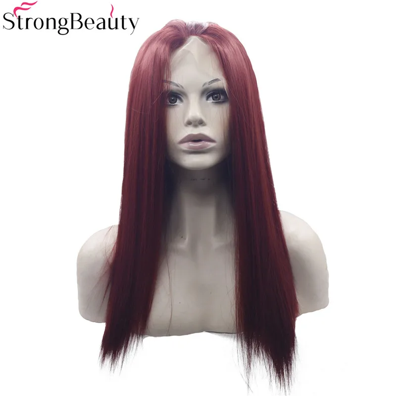 Strongbeauty длинные прямые ошибки красный парик синтетические бесклеевого