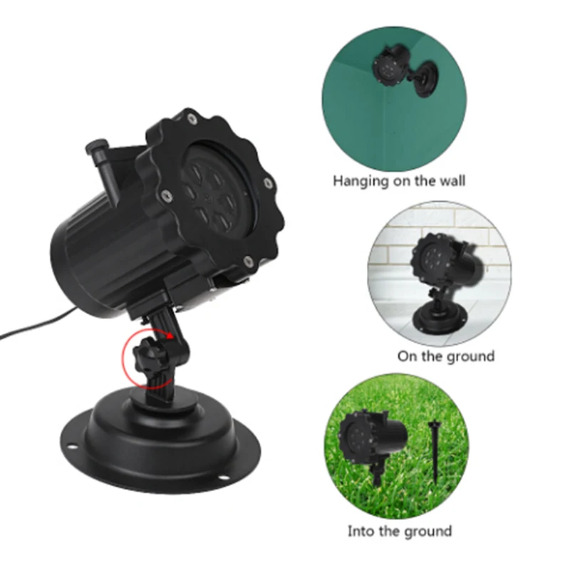 Рождественский светодиодный светильник 12 узоров для улицы и помещений карточка