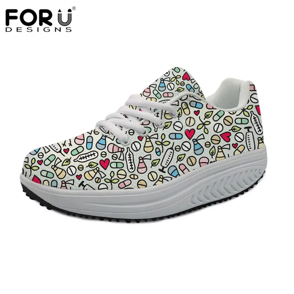 FORUDESIGNS/Женская обувь для танцев с 3D принтом в виде бутылки; весенняя женская обувь для кормления; увеличивающая рост; женская обувь на платформе для медсестры - Цвет: 02