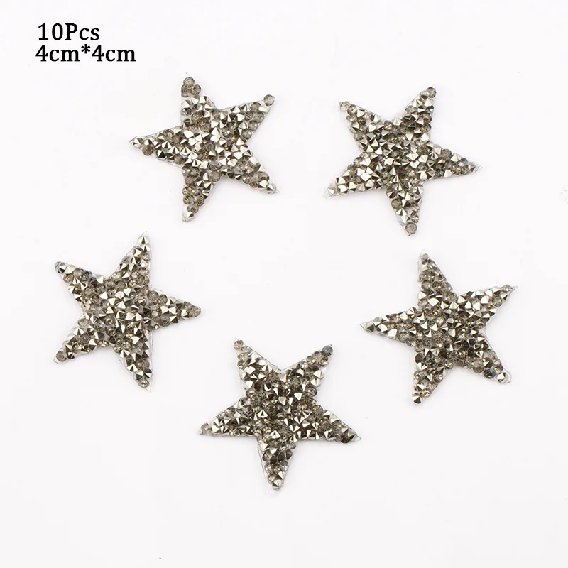 4cm jet hematite 10 4 см, 6 см, 8 см термостразы в форме звезды, со стразами Смешанные Вышитые термоклейкая Заплата Для нашивка для одежды паста для одежды брюки обувь - Цвет: 4cm jet hematite 10