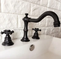 basin faucets oil rubbed bronze widespread bathroom sink faucet double cross handle 3 hole bathbasin mixer taps nhg066