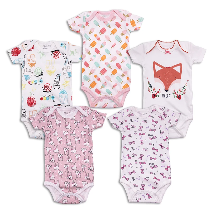 5 шт./партия Одежда для новорожденных девочек хлопковый Летний комбинезон с