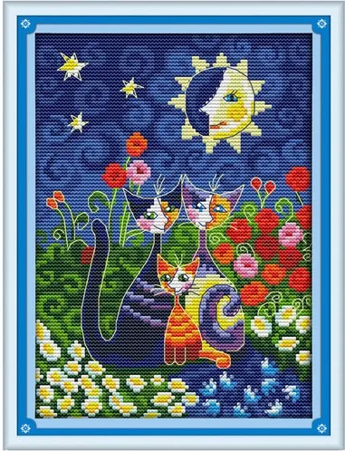 

Cats and The Sun Counted Cross Stitch DMC color DIY 14CT 18CT cotton silk multi picture Handmade Embroidery Needlework plus