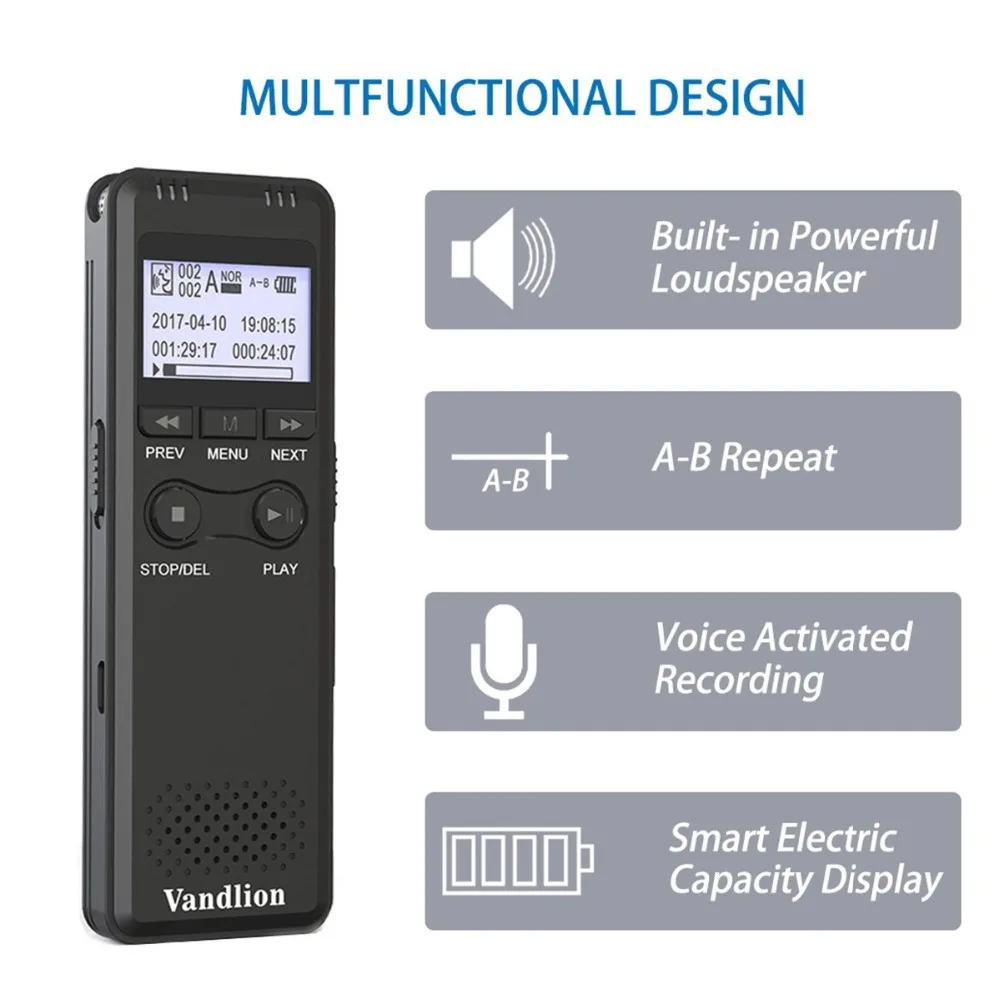 Vandlion Диктофон мини HD шумоподавление MP3 бизнес Профессиональный диктофон с