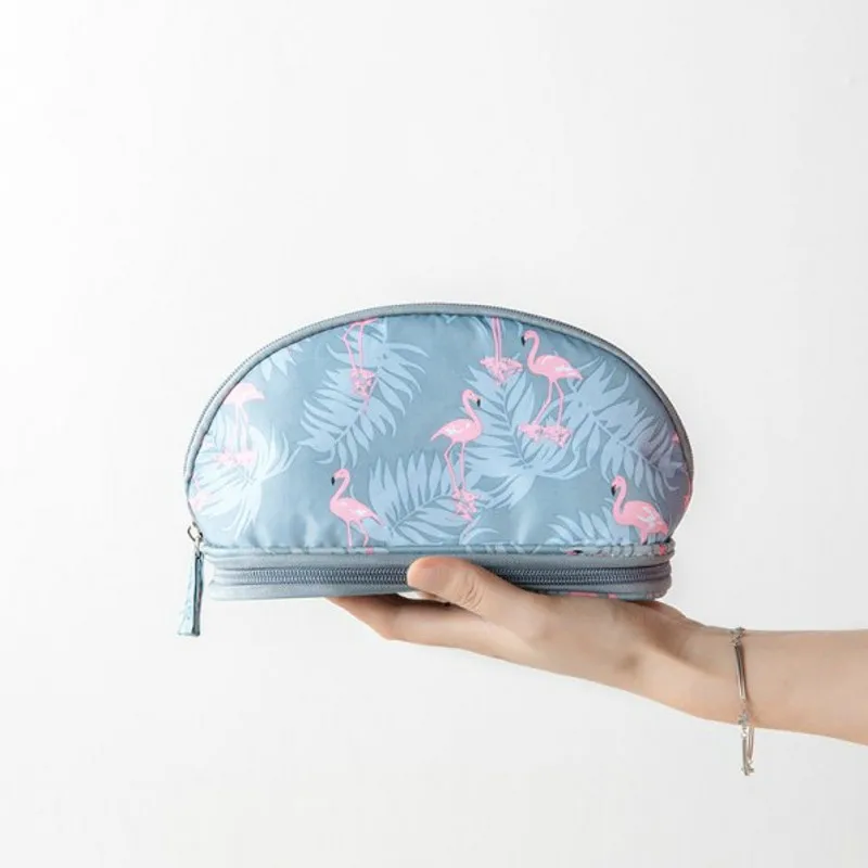 Двухслойная косметичка Flamingo Женский органайзер для мытья сумка макияжа дорожная